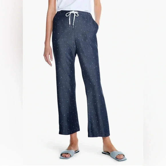 Nic & Zoe Denim Dot Wide-Leg Cropped Pants Indigo‎ Tencel Lyocell Women’s 4 NWT - Picture 1 of 9
